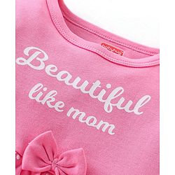 Babyhug 100% Cotton Interlock Knit Full Sleeves Onesie Polka Dot & Text Print - Pink