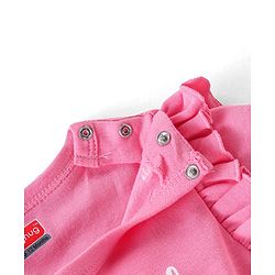 Babyhug 100% Cotton Interlock Knit Full Sleeves Onesie Polka Dot & Text Print - Pink