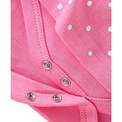 Babyhug 100% Cotton Interlock Knit Full Sleeves Onesie Polka Dot & Text Print - Pink