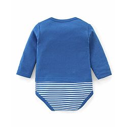Babyhug 100% Cotton Knit Full Sleeves Onesie Elephant Print - Blue