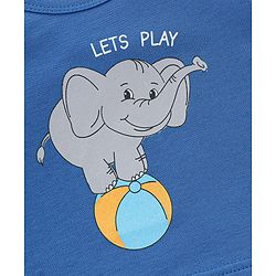 Babyhug 100% Cotton Knit Full Sleeves Onesie Elephant Print - Blue