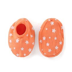 Babyhug 100% Cotton Knit Stars Printed Mittens & Booties Set - Orange