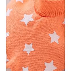 Babyhug 100% Cotton Knit Stars Printed Mittens & Booties Set - Orange