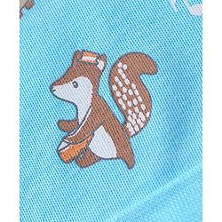 Babyhug 100% Cotton Cap with Knot Squirrel Print Blue - Diameter 17 cm