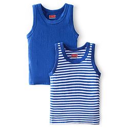 Babyhug 100% Cotton Sleeveless Sando Striped Pack of 2 - Blue