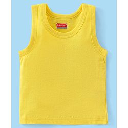 Babyhug 100% Cotton Knit Sleeveless Striped & Solid Sando Pack of 2 - Yellow