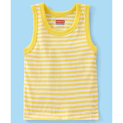 Babyhug 100% Cotton Knit Sleeveless Striped & Solid Sando Pack of 2 - Yellow