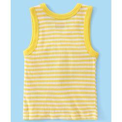 Babyhug 100% Cotton Knit Sleeveless Striped & Solid Sando Pack of 2 - Yellow