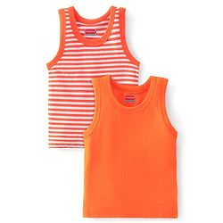 Babyhug 100% Cotton Sleeveless Sando Striped Pack of 2 - Orange