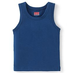 Babyhug 100% Cotton Sleeveless Solid & Striped Sando Pack of 2 - Navy Blue