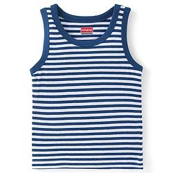Babyhug 100% Cotton Sleeveless Solid & Striped Sando Pack of 2 - Navy Blue