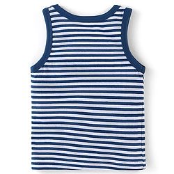 Babyhug 100% Cotton Sleeveless Solid & Striped Sando Pack of 2 - Navy Blue