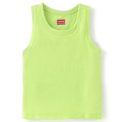 Babyhug 100% Cotton Sleeveless Solid & Striped Sando Pack of 2 - Lime Green