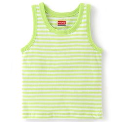 Babyhug 100% Cotton Sleeveless Solid & Striped Sando Pack of 2 - Lime Green