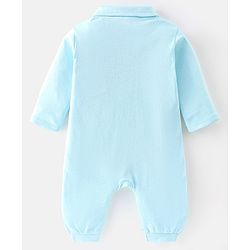 Babyhug 100% Cotton Interlock Knit Full Sleeves Romper Animal Print - Blue