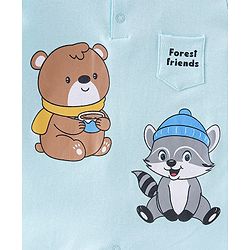 Babyhug 100% Cotton Interlock Knit Full Sleeves Romper Animal Print - Blue
