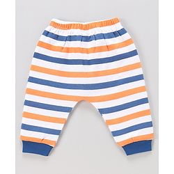 Babyhug 100% Cotton Full Sleeves Onesie with Lounge Pant Bear Print - Blue