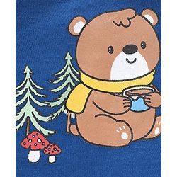Babyhug 100% Cotton Full Sleeves Onesie with Lounge Pant Bear Print - Blue