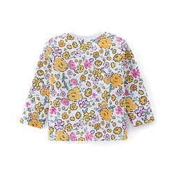 Babyhug Cotton Knit Full Sleeves Night Suit With Floral Print - White
