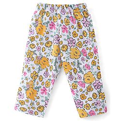 Babyhug Cotton Knit Full Sleeves Night Suit With Floral Print - White