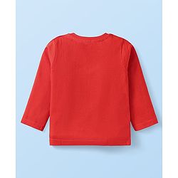 Babyhug Cotton Knit Full Sleeves Night Suit With Animal Print & Striped - Red