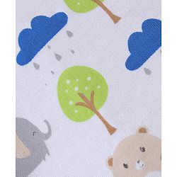 Babyhug Cotton Knit Full Sleeves Night Suit With Animals Print - White & Blue