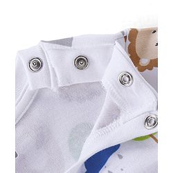 Babyhug Cotton Knit Full Sleeves Night Suit With Animals Print - White & Blue