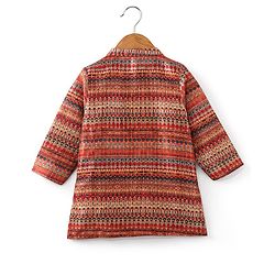 Babyhug Full Sleeves Printed Dhari Kurta with Pyjama Set  - Rust