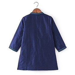 Babyhug Full Sleeves Lurex Butti Embroidered Kurta Pyjama Set - Teal Blue