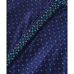 Babyhug Full Sleeves Lurex Butti Embroidered Kurta Pyjama Set - Teal Blue
