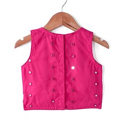 Babyhug Sleeveless Net Mirror Emroidered Lehenga Choli Set with Dupatta  -Fuschia