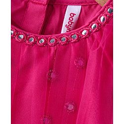 Babyhug Sleeveless Net Mirror Emroidered Lehenga Choli Set with Dupatta  -Fuschia
