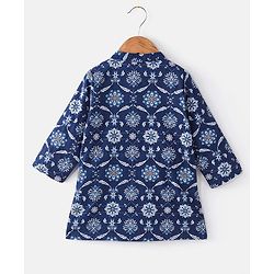 Babyhug Cotton Woven Full Sleeves Kurta and Dhoti Set Floral Print - Indigo