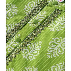 Babyhug Cotton Woven Full Sleeves Printed Kurta and Dhoti Set - Green