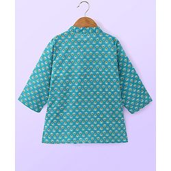 Babyhug Cotton Woven Full Sleeves All Over Printed  Kurta Pajama Set - Blue