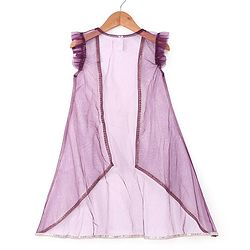 Babyhug Sleeveless  Sequin Embroidered Choli with Lehenga and Jacket with Frill Design- Violet