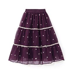 Babyhug Sleeveless  Sequin Embroidered Choli with Lehenga and Jacket with Frill Design- Violet