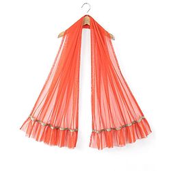 Babyhug Sleeveless Halter Neck Embroidered Choli Lehenga and Dupatta Set - Rust