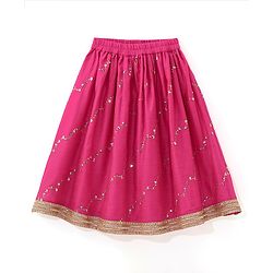 Babyhug Sleeveless Front Overlap Embroidered Choli With Lehenga And Dupatta Set-Fuschia