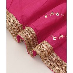 Babyhug Sleeveless Front Overlap Embroidered Choli With Lehenga And Dupatta Set-Fuschia