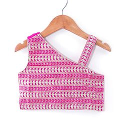 Babyhug Woven Sleeveless Choli Lehenga & Dupatta Set With Floral Printed With Embroidered - Fuschia