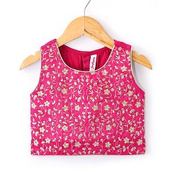 Babyhug Sleeveless Embroidered Choli with Floral Printed Lehenga and Dupatta Set - Yellow