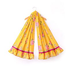 Babyhug Sleeveless Embroidered Choli with Floral Printed Lehenga and Dupatta Set - Yellow