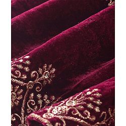 Babyhug Sleeveless Velvet Embroidered Lehenga Choli and Dupatta Set - Maroon