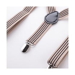 Babyhug Bow & Suspender Set Striped - Beige