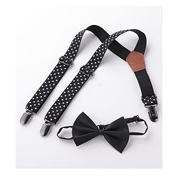 Babyhug Bow & Suspender Set Polka Dot Print - Black