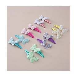 Babyhug Snap Clips with Butterfly Applique Free Size Pack of 12 - Multicolour