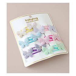 Babyhug Snap Clips with Butterfly Applique Free Size Pack of 12 - Multicolour