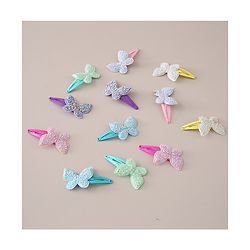 Babyhug Snap Clips with Butterfly Applique Free Size Pack of 12 - Multicolour