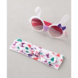 Babyhug Free Size Bow Headband with Kitty Shape Sunglasses - Multicolor